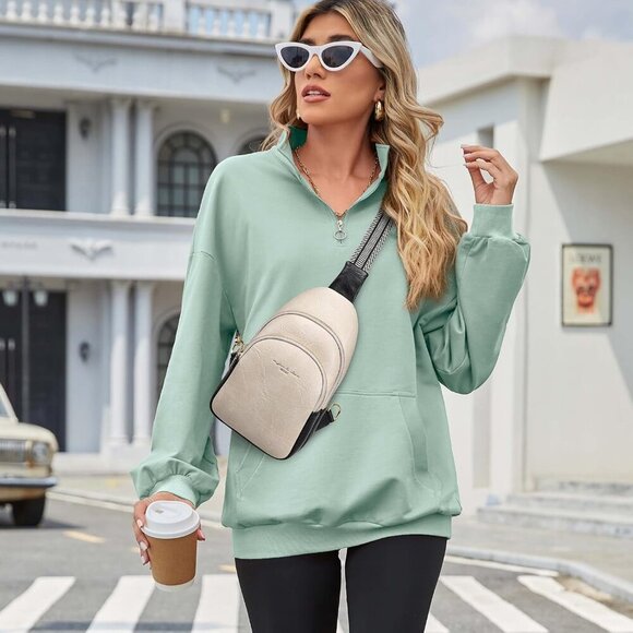 Crossbody Sling Bags Fanny Packs Leather Purses Chest Bag for Women - Picture 2 of 7